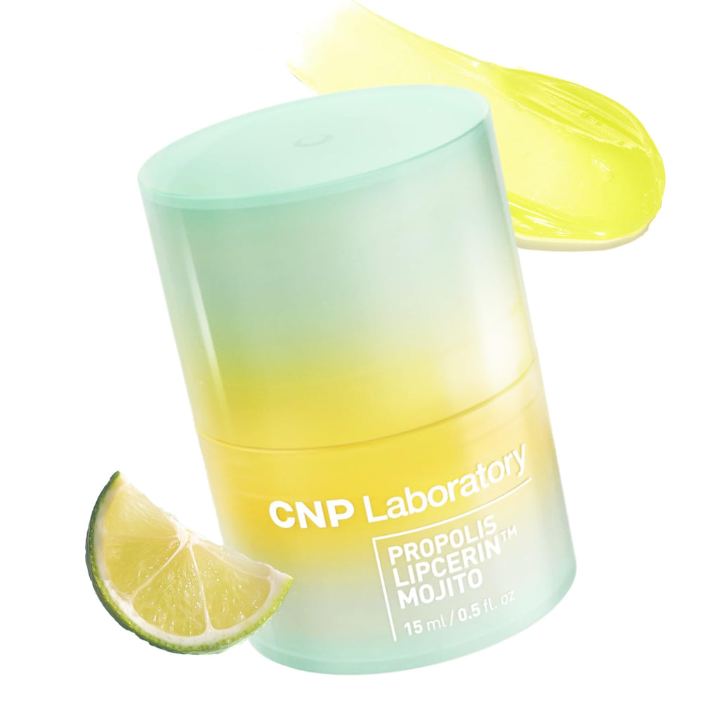 CNP Honey Lip Butter Propolis Lipcerin 03 Lime bottle close-up shows hygienic applicator and long-lasting hydration.