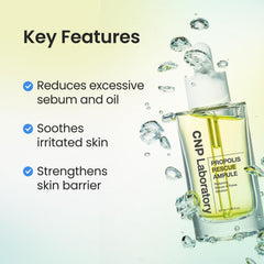CNP Rescue+Propolis Serum pump demonstrates quick absorption for oily skin