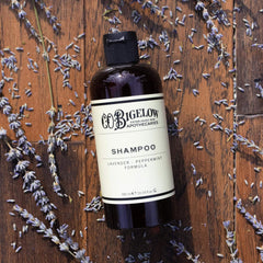 C.O. Bigelow Lavender Peppermint Shampoo lather showing cleansing action.