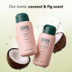 Coco and Eve Like A Virgin conditioner illustration of hyaluronic acid molecules.