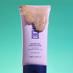Coco & Eve Resurfacing Body Gel Scrub application scene promotes even-toned results