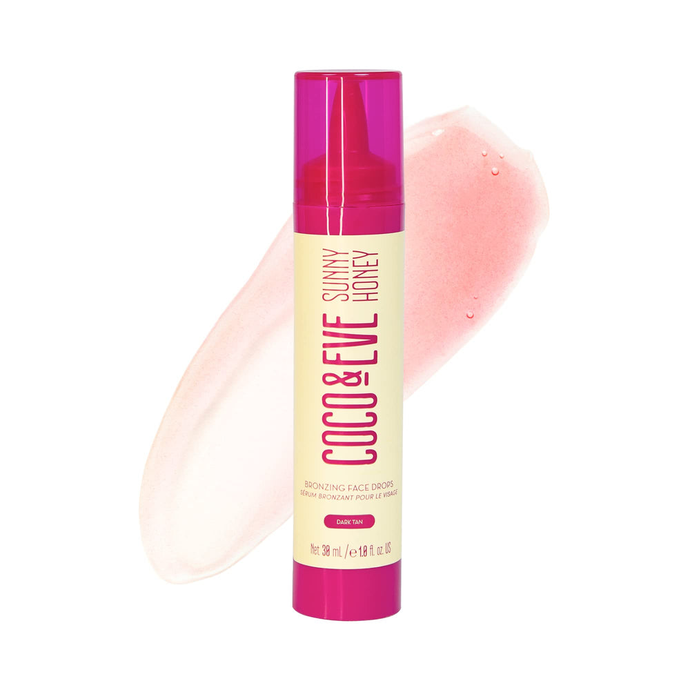 Coco & Eve Sunny Honey Bronzing Drops dark bottle close-up for radiant, even tan