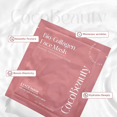 COCOBEAUTY Collagen Mask on-face application provides comfortable pampering and instant hydration.