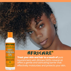 COCOCARE Africare mineral oil applied to skin demonstrates deep moisture without heaviness
