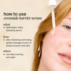 Cocokind Ceramide Barrier Serum drops being applied for daily hydrating routine.