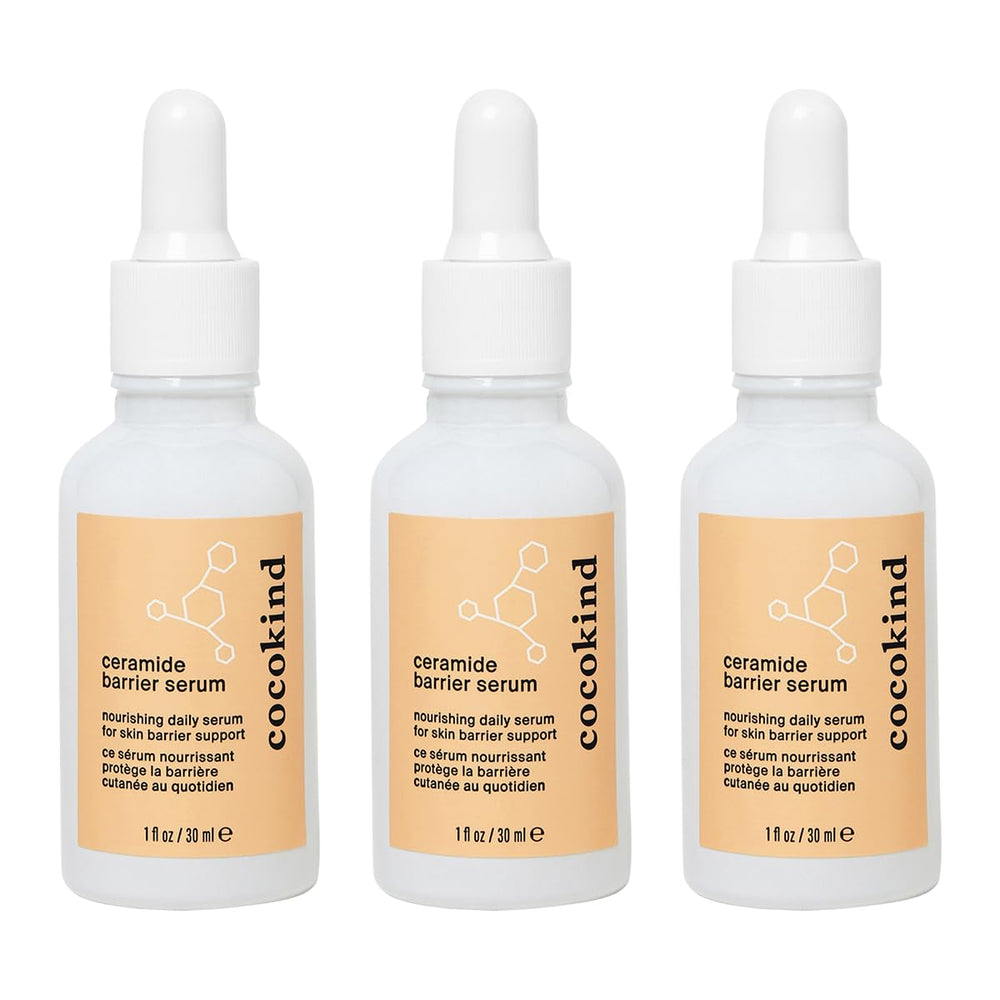 Cocokind Ceramide Barrier Serum bottle showcasing deep hydration for all skin types