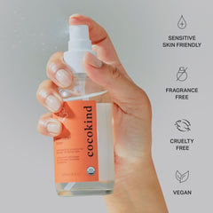 Cocokind Rosewater Toner on scalp for soothing hydration between washes