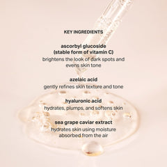 Cocokind Vitamin C Glow Serum texture close-up emphasizing lightweight formula for sensitive skin.