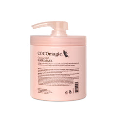 Cocomagic Coconut Oil Hair Mask texture close-up reveals rich, hydrating cream.