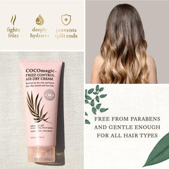 Cocomagic Frizz Control Air Dry Cream applied to hair for faster drying