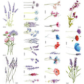 COKTAK 12-piece lavender tattoo sheet with watercolor floral designs for skin wear.