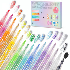 COLAYERIST Nail Art Pens 16-color swatches showcase vibrant shades for nail design ideas