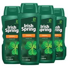 Colgate Irish Spring Original bottle front highlights crisp scent for daily refreshing cleanse.