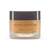Colleen Rothschild Sugar Lip Scrub jar close-up shows brown sugar exfoliation for smoother lips.