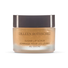 Colleen Rothschild Sugar Lip Scrub jar close-up shows brown sugar exfoliation for smoother lips.