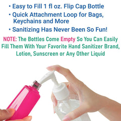 Color Land 1oz travel bottle side-view demonstrates ultra-portable size for school or outings