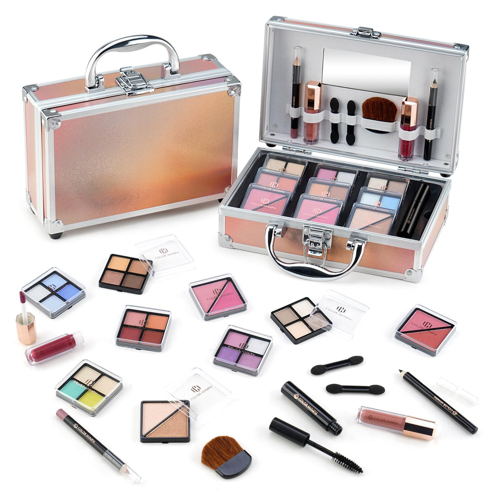 Color Nymph beginner makeup kit train case keeps teen cosmetics organized on the go.