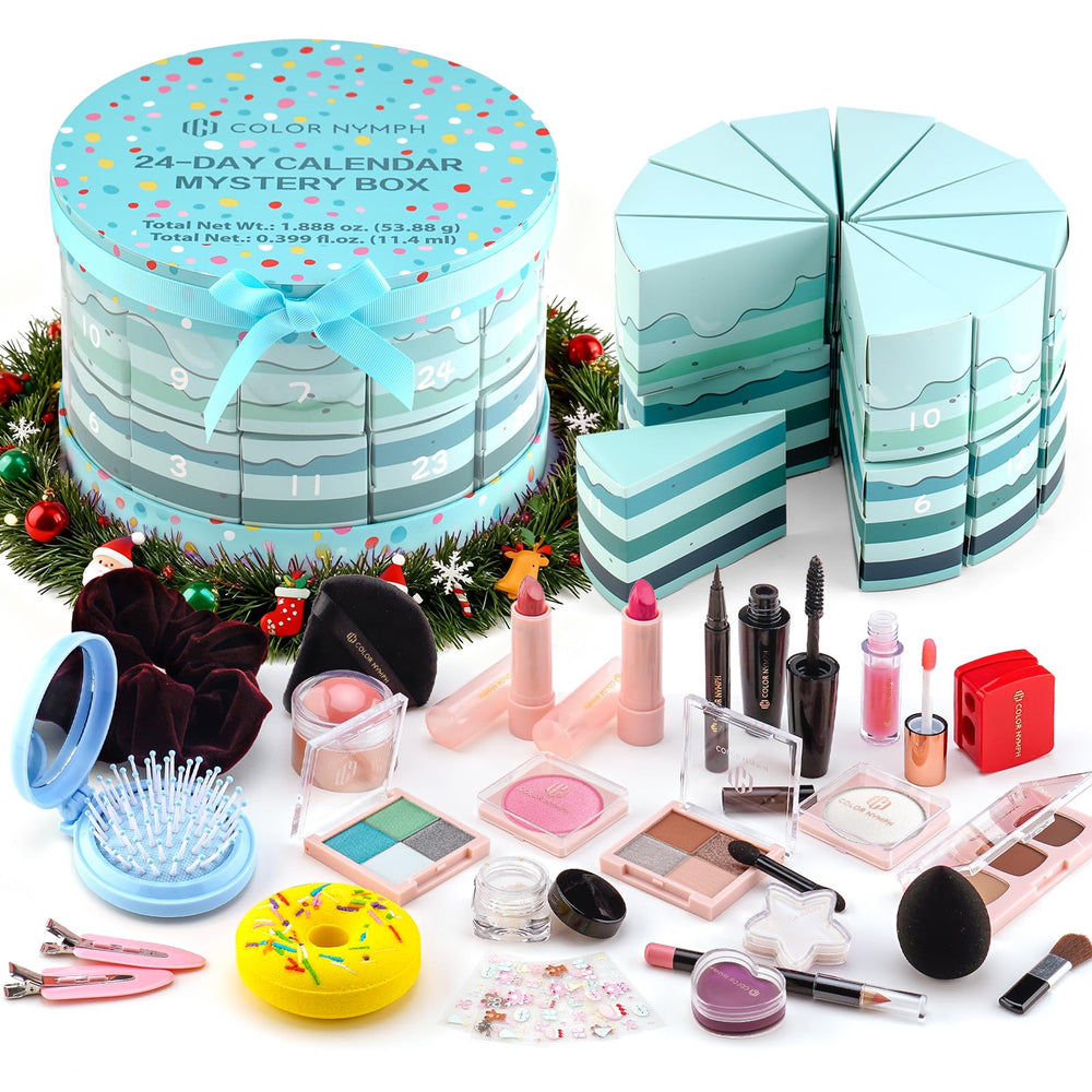 Color Nymph makeup advent calendar 2025 packaging shows festive cake design for gifting