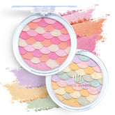 Color Nymph mermaid-design palette shows blush and highlighter for natural color and radiant shimmer.