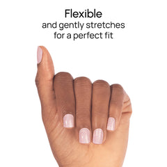 Color Street Blushing in Flushing nails on fingers showing versatility.