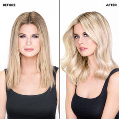 COLOR WOW Purple Foam applied on wet hair for quick brassy neutralization.