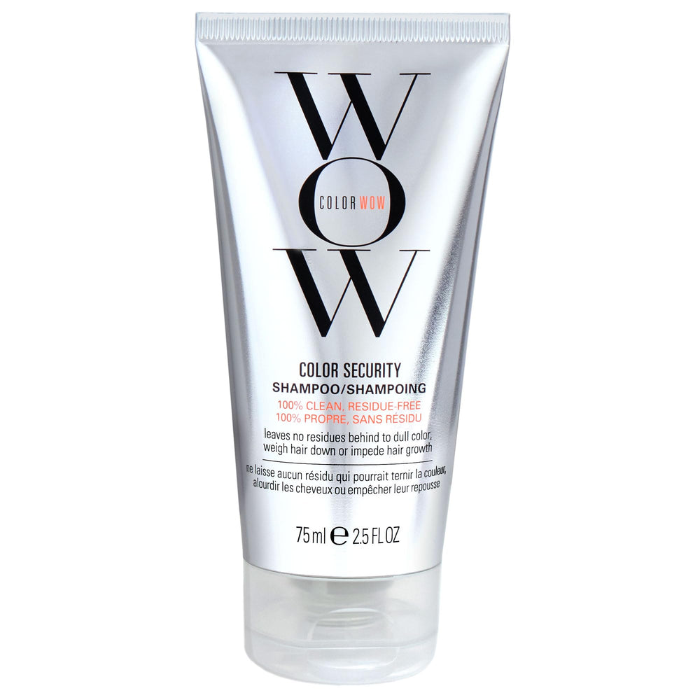 Color Wow Color Security Shampoo bottle shows a sulfate-free, residue-free formula for clean, refreshed hair.