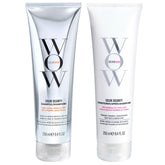 COLOR WOW Dream Clean Duo bottle pour shows easy rinse and color protection.
