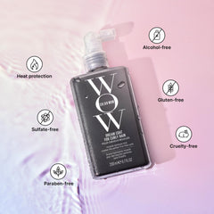 COLOR WOW Dream Coat alcohol-free formula emphasizes moisture and shine.