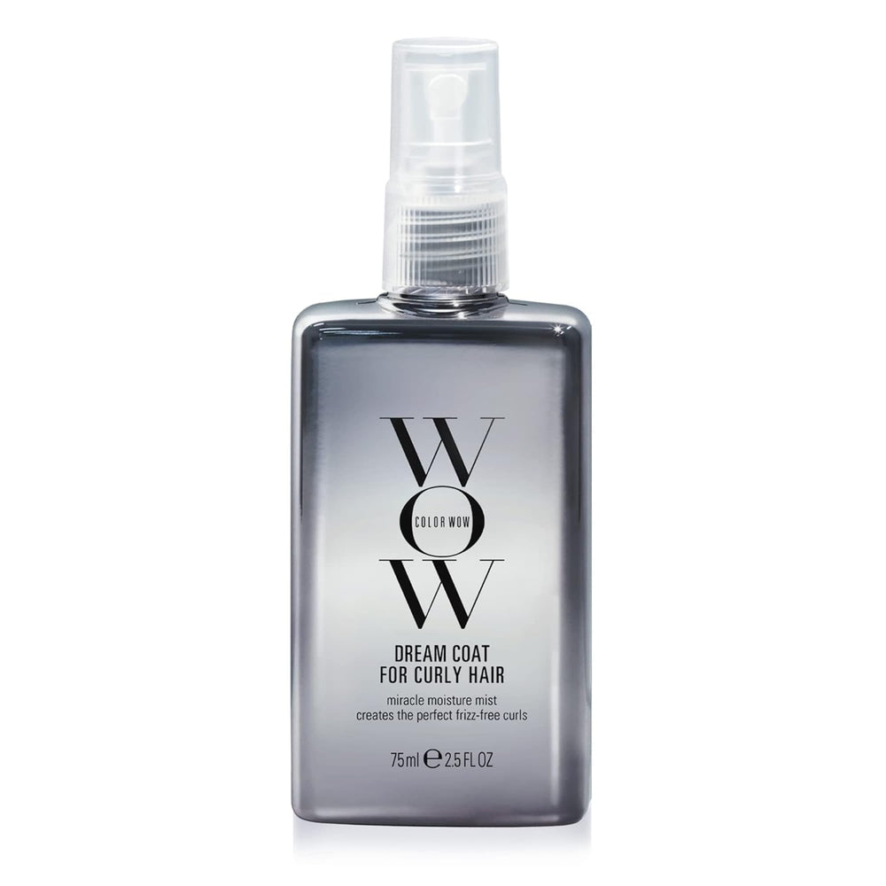 COLOR WOW Dream Coat Curly Hair bottle close-up showing moisture-boosting frizz control.