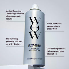 COLOR WOW Insta-WOW hair after use demonstrates cleaner roots and longer freshness