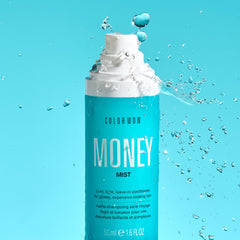 COLOR WOW Money Mist frizz control visual hinting at smoother styling.