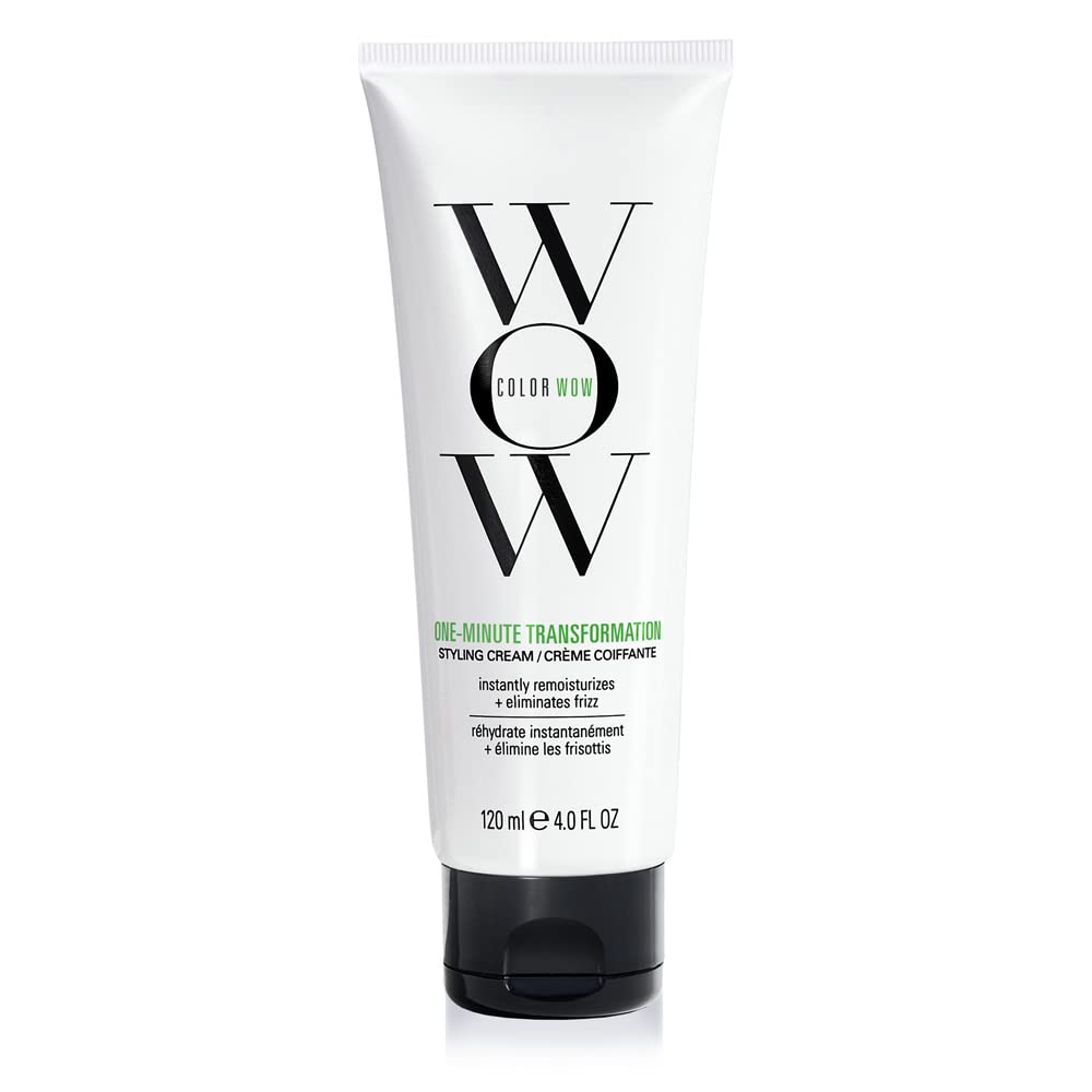 COLOR WOW One Minute Transformation bottle pour for quick frizz control on dry hair.