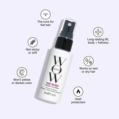 COLOR WOW Raise the Root applied to dry hair adds volume without stiffness.