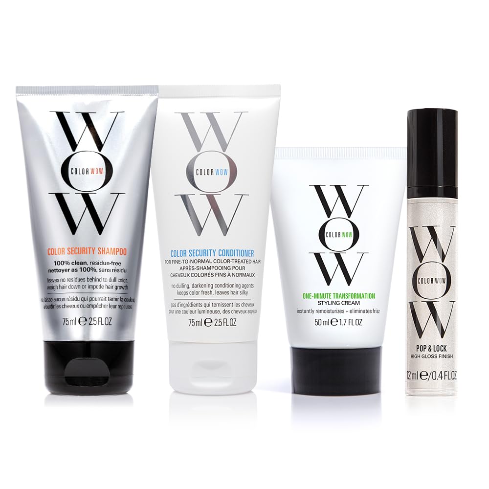 COLOR WOW Color Security Shampoo bottle in travel kit offers lightweight cleansing.