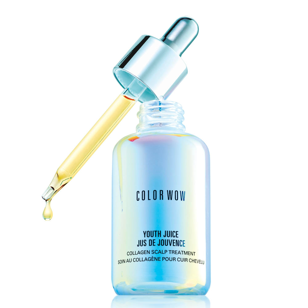 COLOR WOW Youth Juice Collagen Scalp Treatment bottle showing premium scalp care benefits for follicles