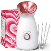 Colorfarm facial steamer nano-ionic-technology offers deeper steam penetration for enhanced serum absorption.