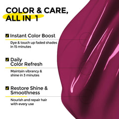 COLORLOMO Merlot color depositing application shows even coverage for rich tone maintenance.