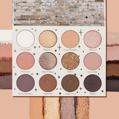 ColourPop 11:11 palette swatches reveal satin, metallic, and glitter textures for versatile finishes