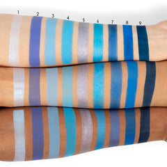 ColourPop Blue Moon metallic swatches highlight reflective shimmer for dramatic lids.