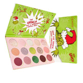 ColourPop Grinch palette front packaging with festive design for holiday looks.