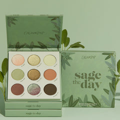 ColourPop Sage the Day metallic shades close-up for shimmering accent in evening makeup.