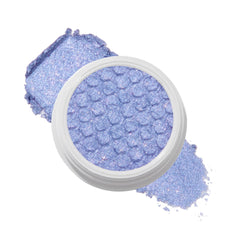 ColourPop Super Shock Shadow Dream Much closeup shows vibrant pale periwinkle glitter for bold eye sparkle