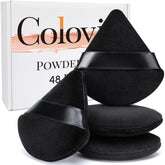Colovis 48-piece powder puff set in black triangle design for precise daily makeup