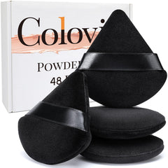 Colovis 48-piece powder puff set in black triangle design for precise daily makeup