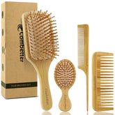 Combetter bamboo hair paddle brush—large detangler for all hair types.