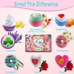 Comfso bath bombs heart shape releases rose–chamomile aroma for evenings