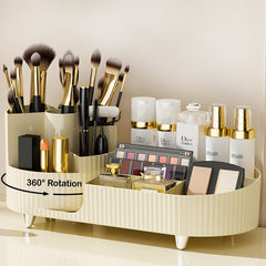 COMFYROOM 360° rotating vanity organizer with left brush compartments for easy access and organization
