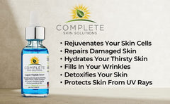 Complete Skin Solutions copper peptide serum drops — precise nightly application for targeted hydration