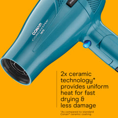 Conair Cord-Keeper Dryer teal-color finish adds stylish flair to styling.
