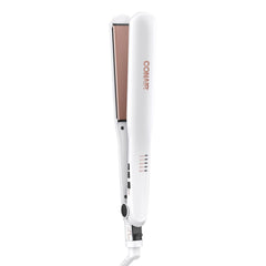 Conair Double Ceramic Flat Iron close-up showing even heat distribution for frizz-free shine.